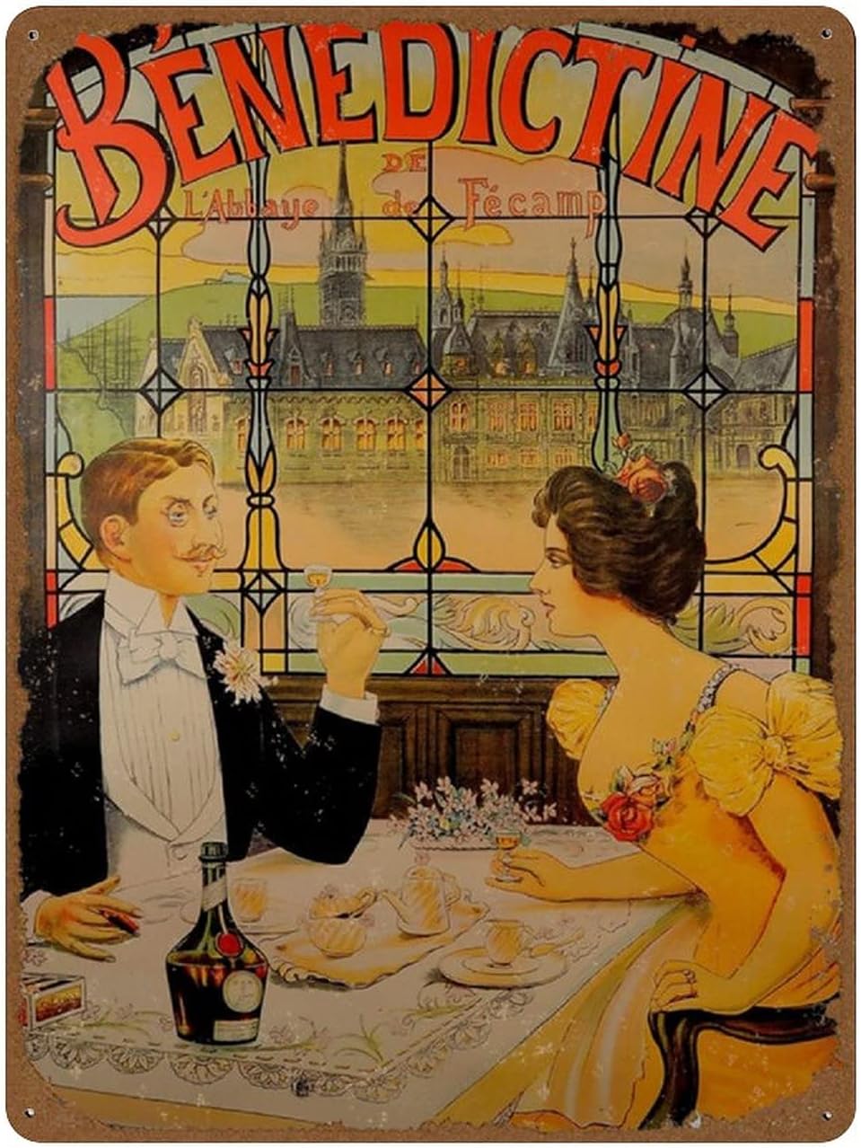 Wine Beer Spirit - Letrero Metálico Decorativo Vintage de 1890