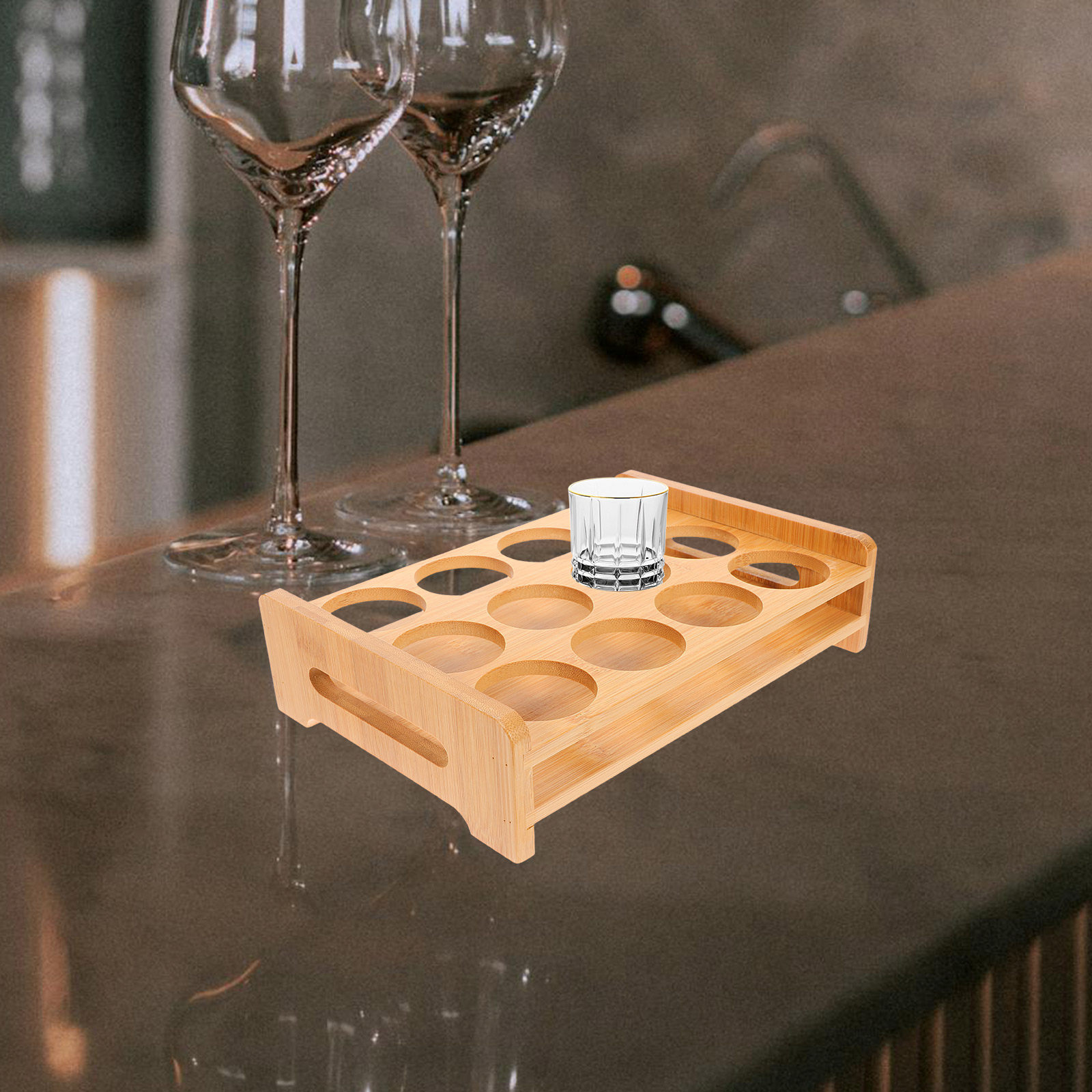 Wine Beer Holder - Soporte de Bambú para Vasos de