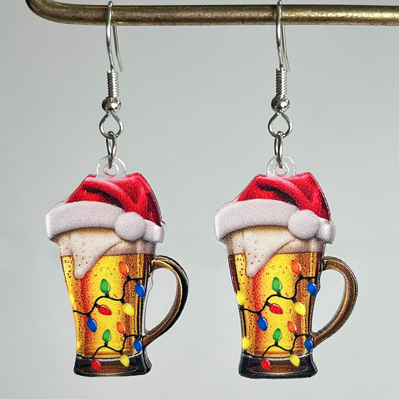 Wine Beer Hat - Pendientes de botas de vaquero con
