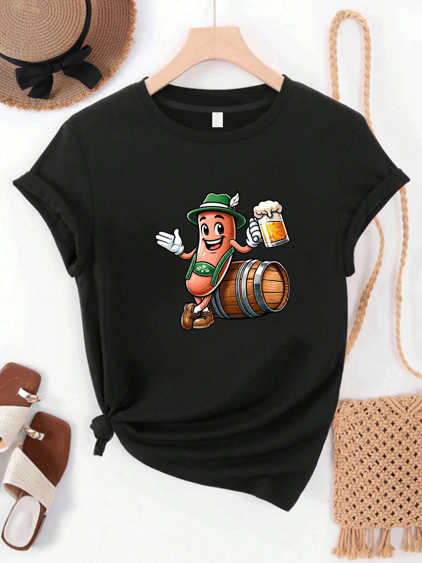 Beer And Wine Festival - 【MYJ062655】Camiseta para mujer Beer Festival con