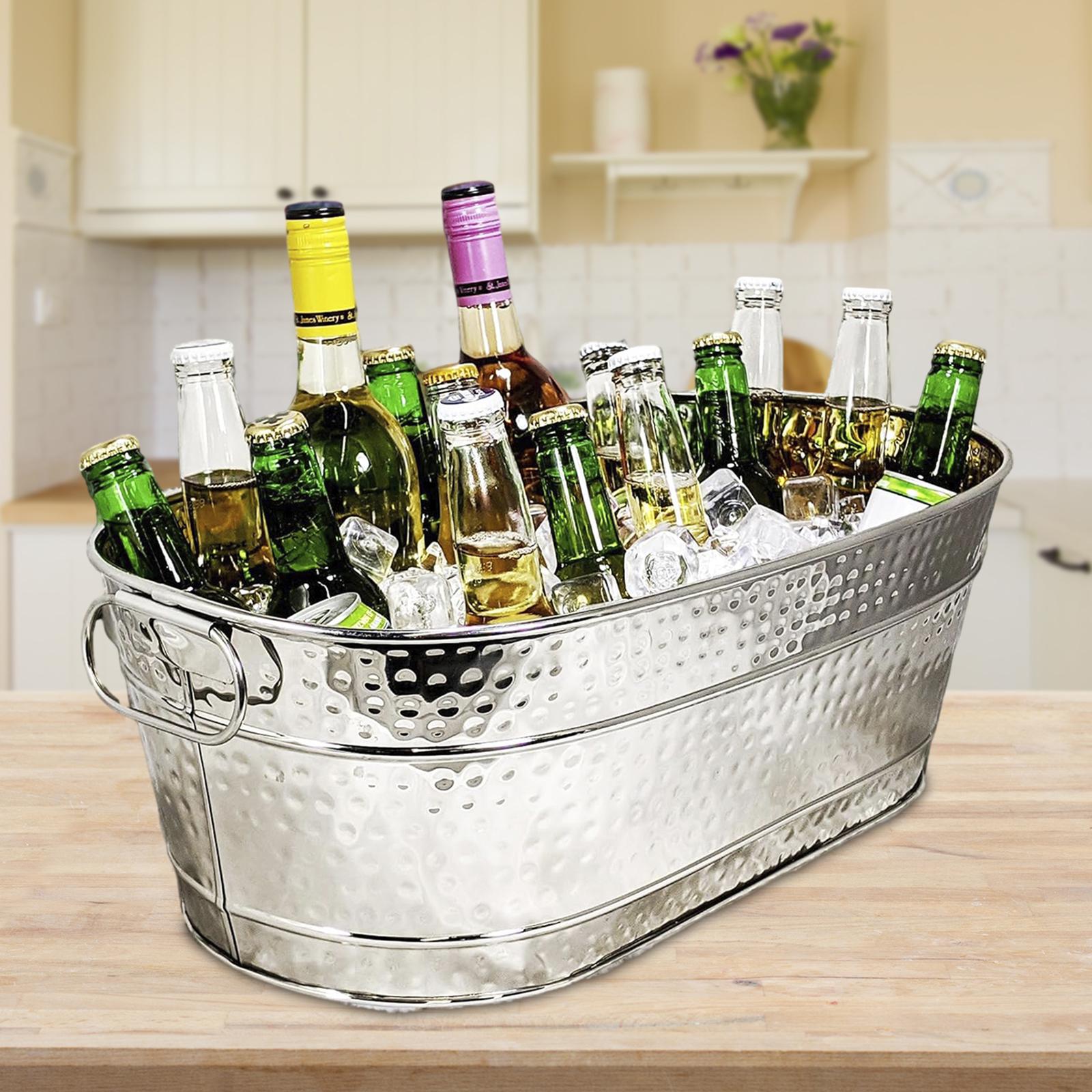 Cubo de hielo galvanizado, con - Wine Beer Holder reseña y precio
